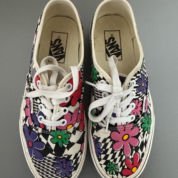 Vans Authentic Checkered Floral Sneakers Artsy Size 7 - Picture 2 of 5